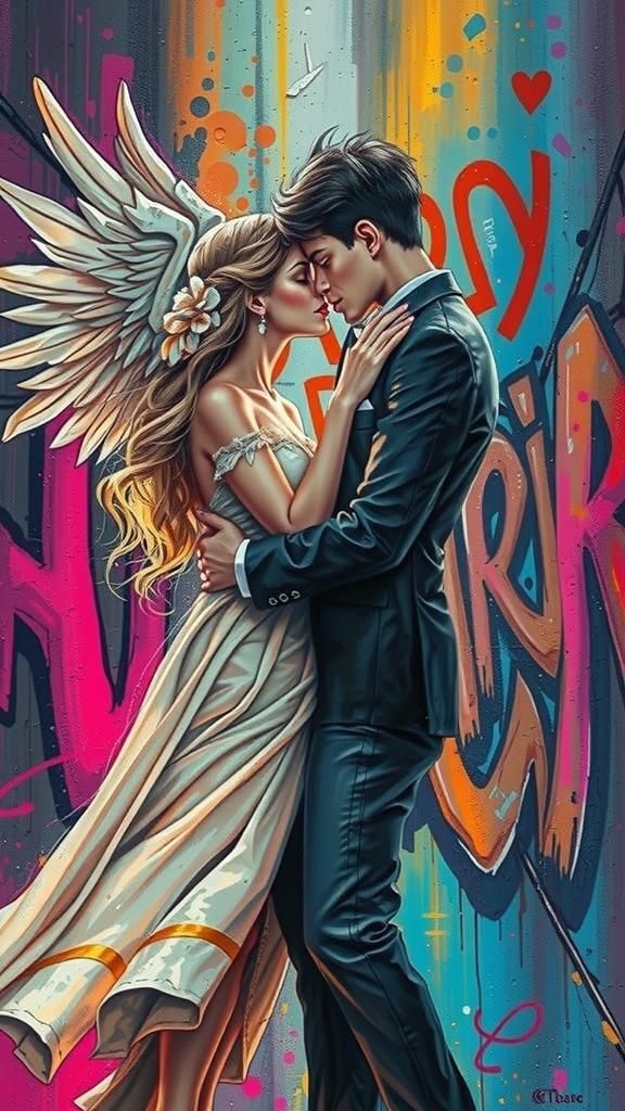 Passionate Kiss: Angel and Devil in Graffiti Art