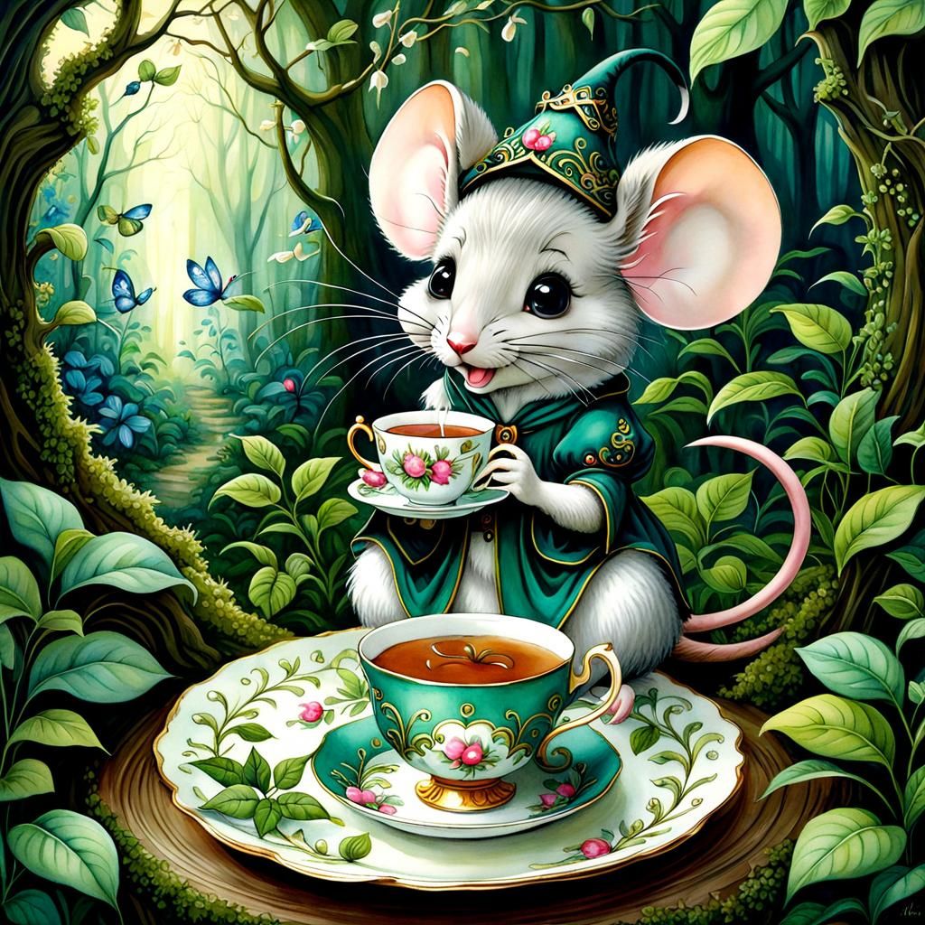 Adorable Mouse Tea Party in Enchanting Forest