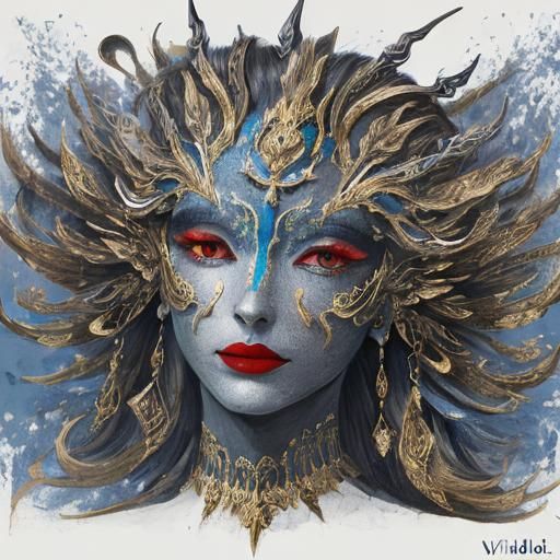 Abstract Color Field in Vermillion, Gold, Azure