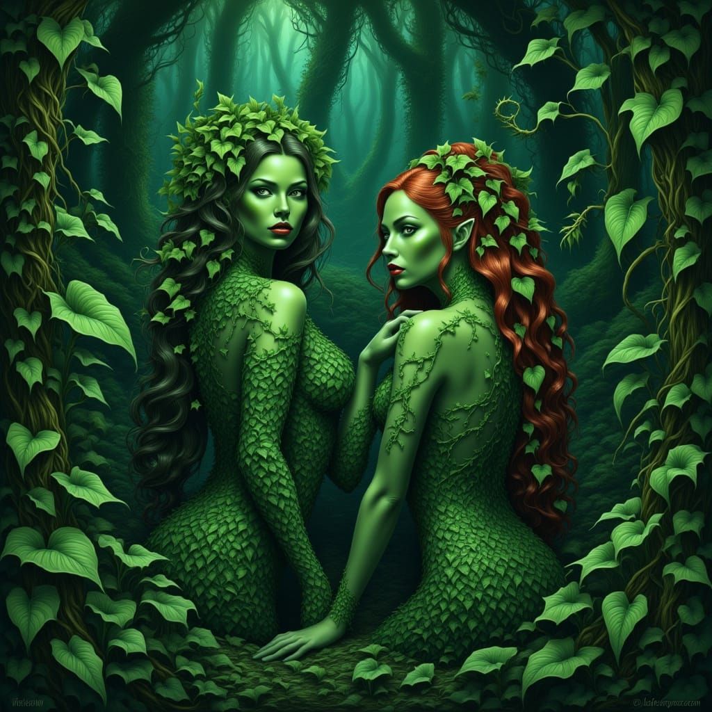 Elves as Poison Ivy in Enchanted Twilight Forest