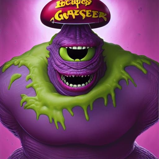 Hyperrealistic Four-Eyed Grimace Toy Monster