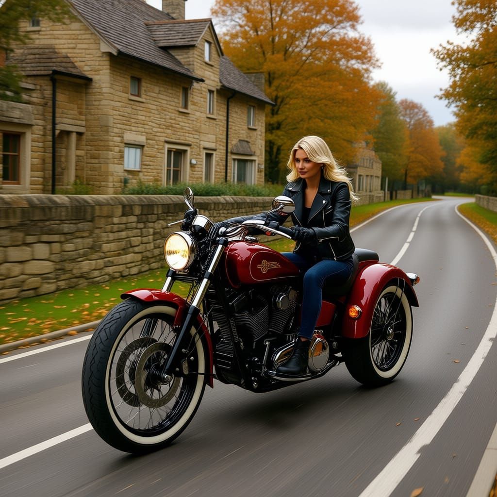 Vintage Trike with Chopper Forks, Copper Accents