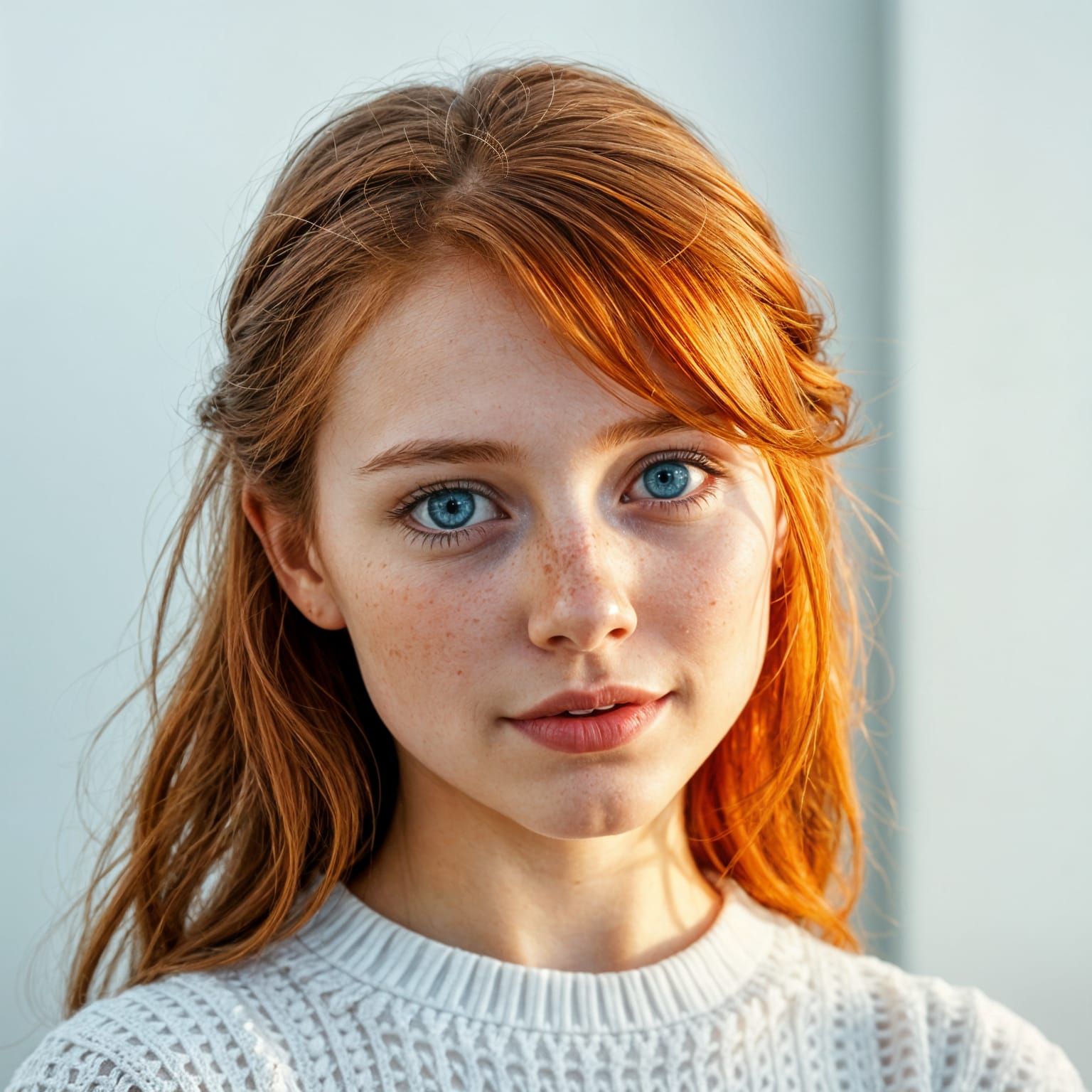 Photorealistic Portrait of a Fresh-Faced Redhead