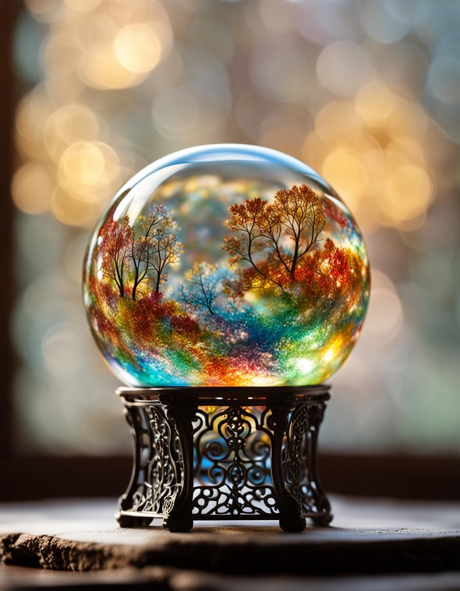 Whimsical Millefiori Paperweight with Bokeh Effect