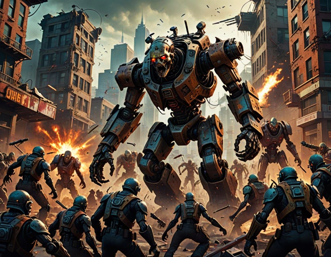 Epic Sci-Fi Battle: Zombies Versus Robots