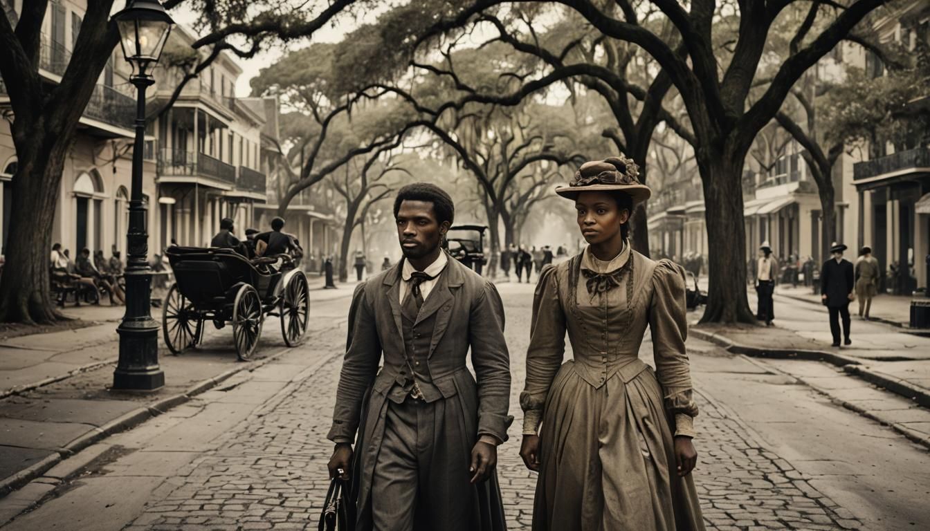 Vintage New Orleans Street Scene, 1890s Style