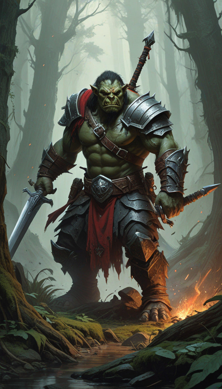 Epic Fantasy Battle in a Mysterious Forest