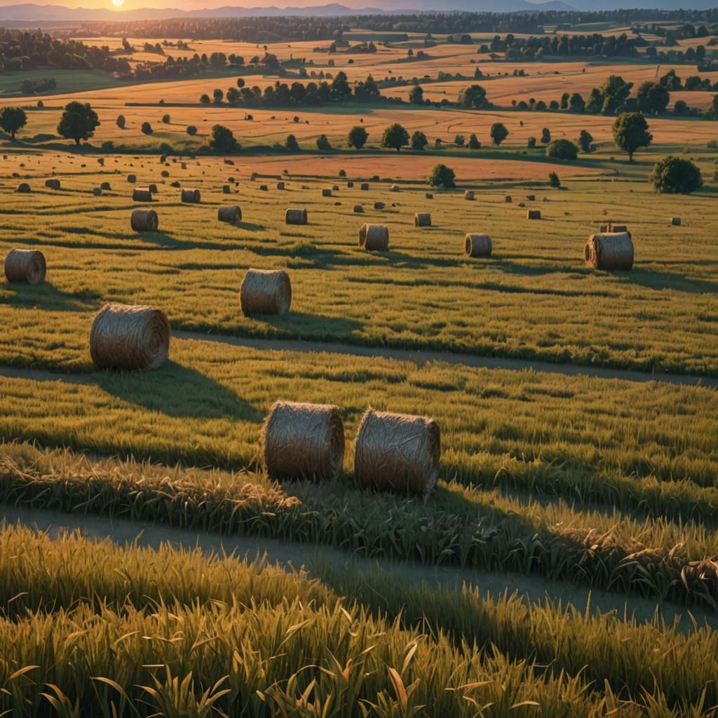 Hay Field at Sunset: Fantasy Concept Art