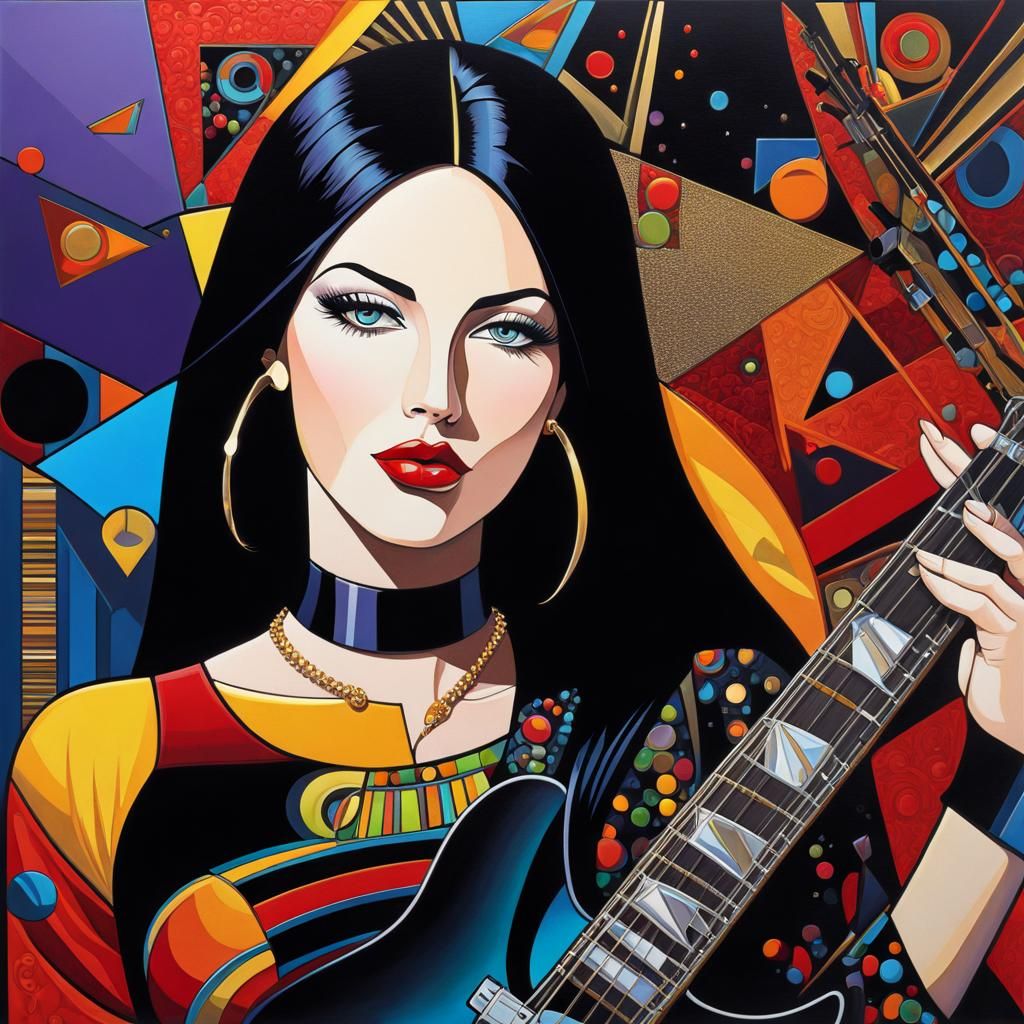 Hard Rock Portrait in Comic Book Vitrail Style