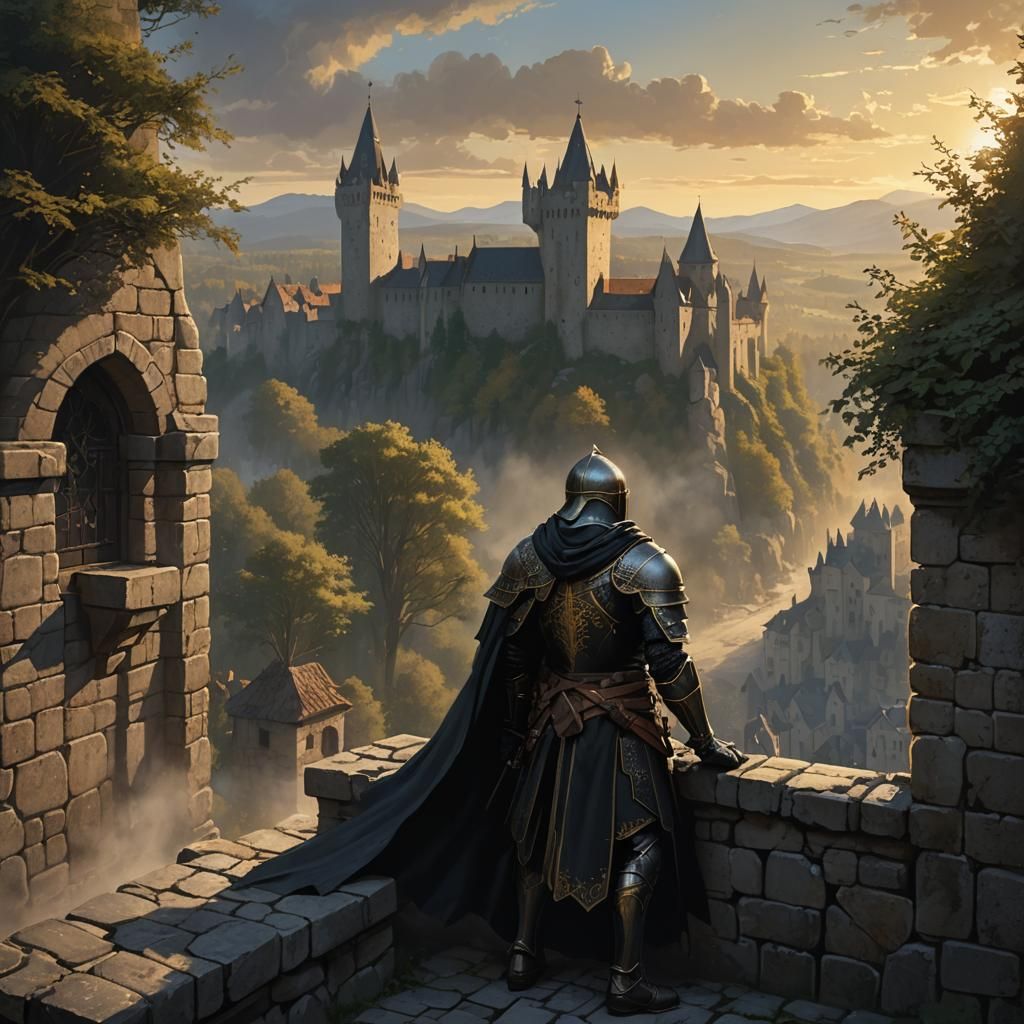 Lone Sniper Knight Watches Over Medieval Town