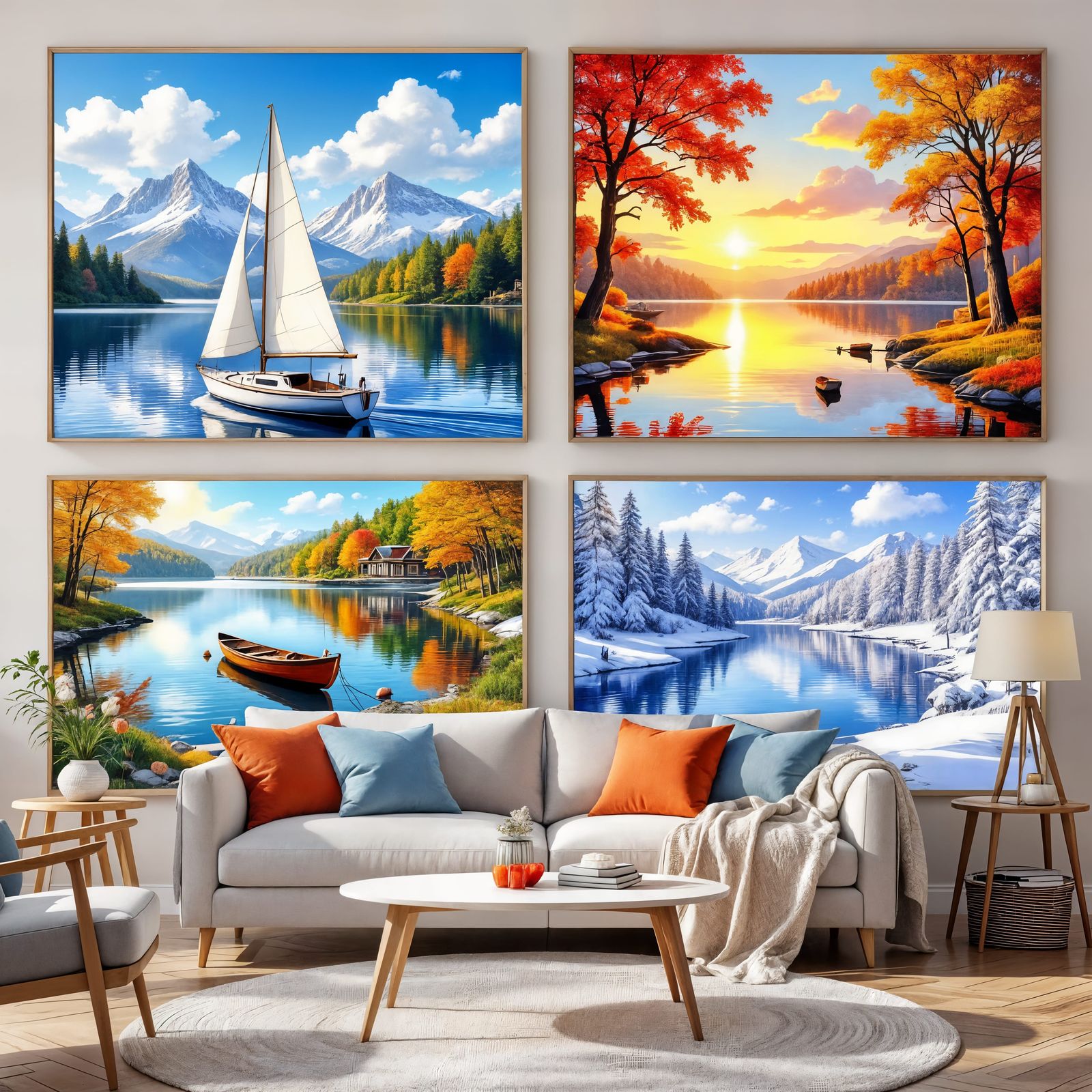 Living Room with Four Seasonal Landscape Portals