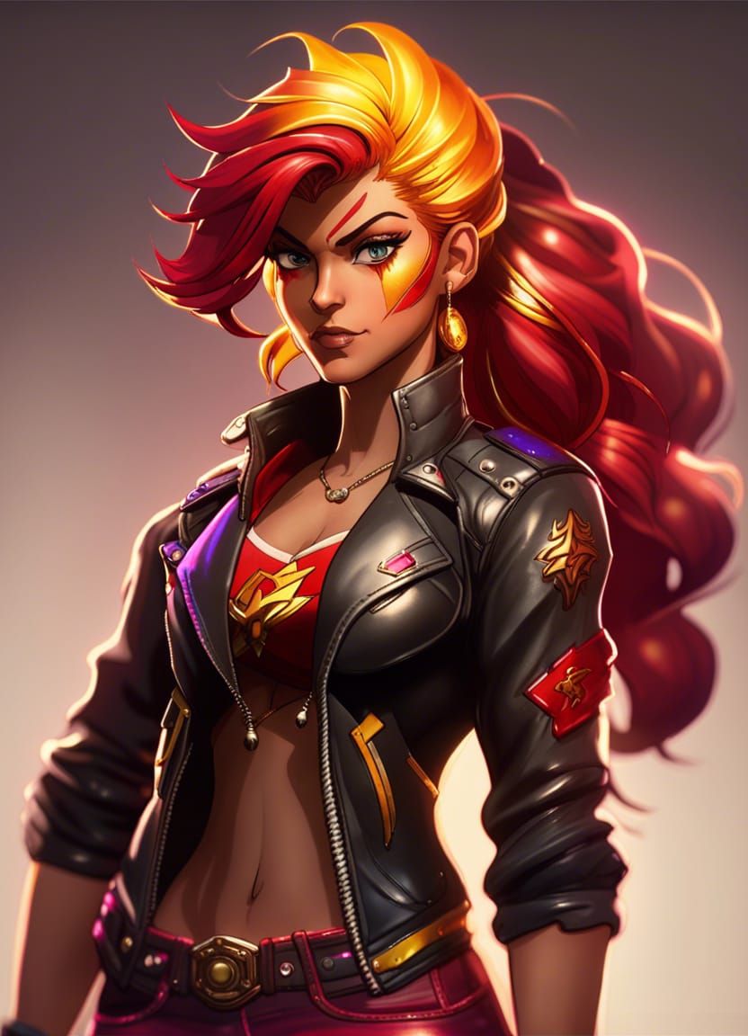 Sunset Shimmer as Street Fighter in Hyperdetailed Portrait