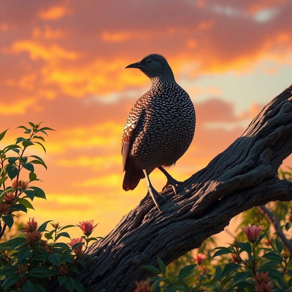 California Quail in Dreamlike Golden Hour Setting