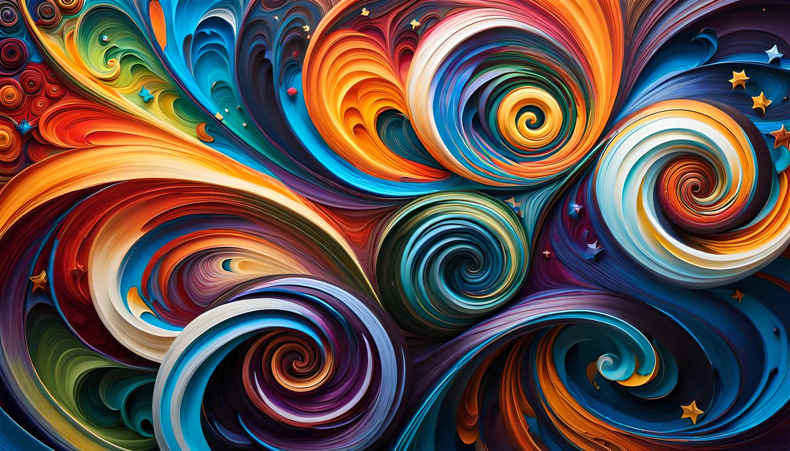 Swirling Flower-Stars in Rich Impasto Style