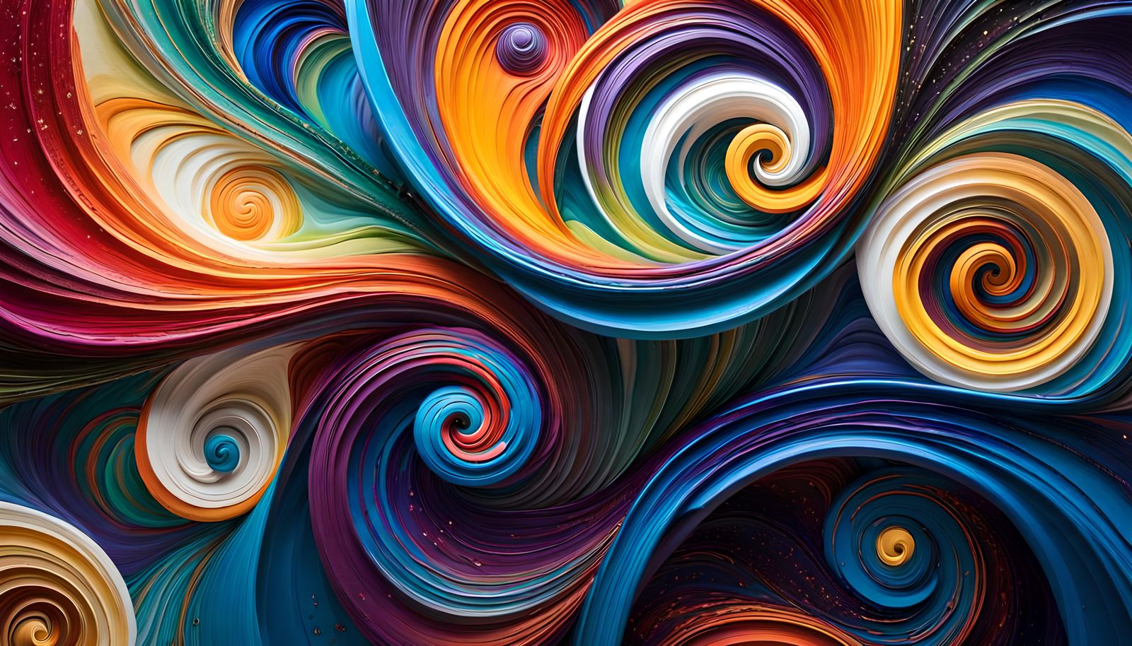 Swirling Flower-Stars in Impasto Cosmos