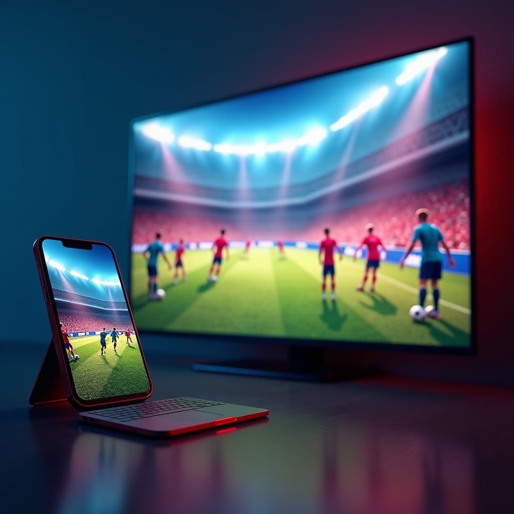 Smartphone Casting Football Match to TV in 8K