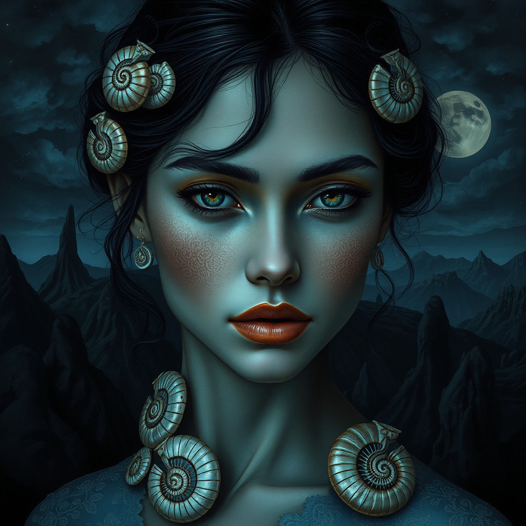 Mystical Portrait in Surrealist Tsingy Bleu Landscape