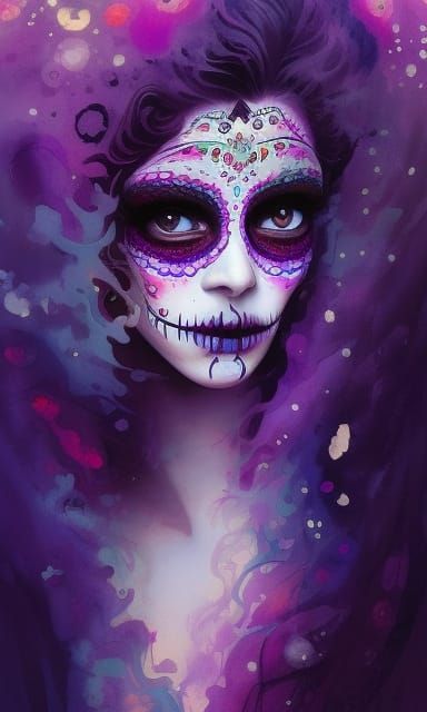 Hispanic Girl with Día de los Muertos Makeup