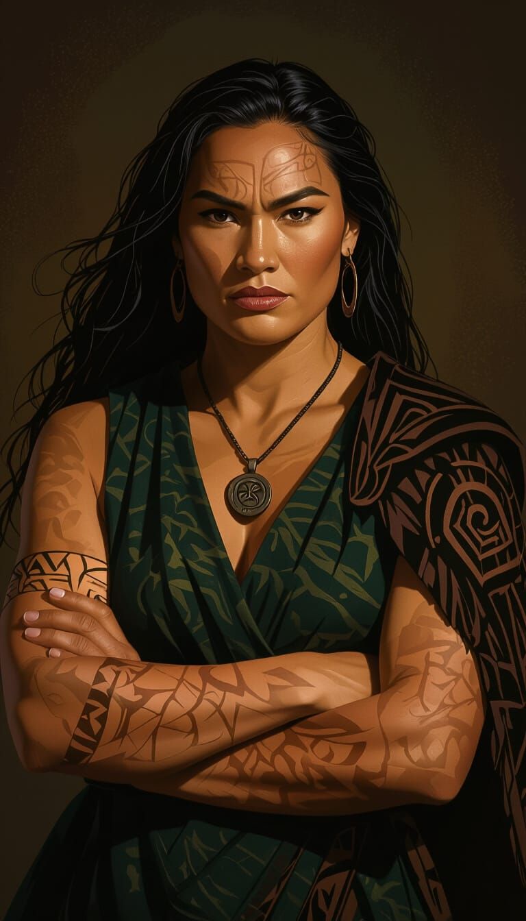 Regal Wahine Toa Warrior Woman in Maori Style
