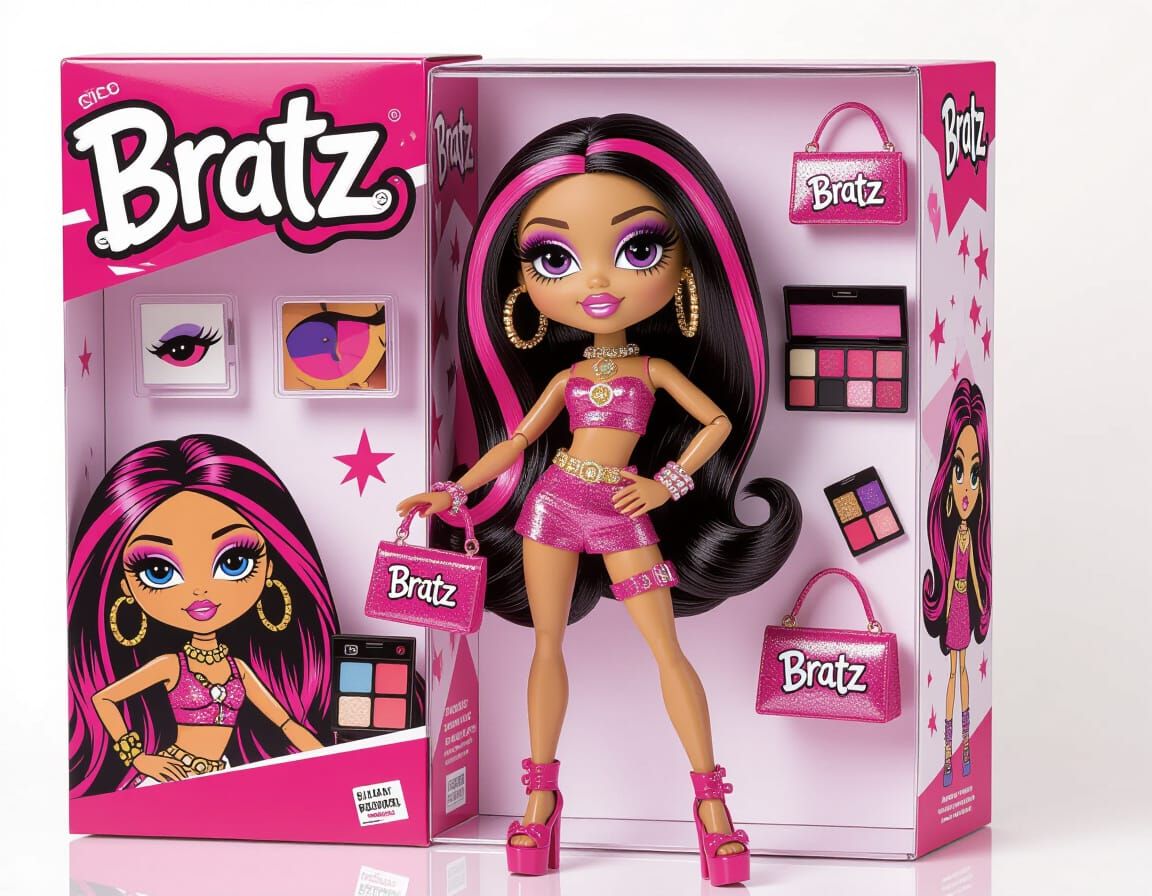 Bratz Doll Style Character in Pink Outfit