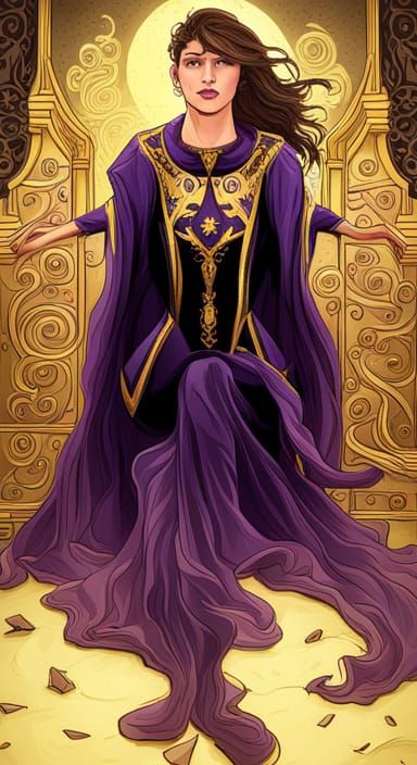 tarot card back design, purple black and gold