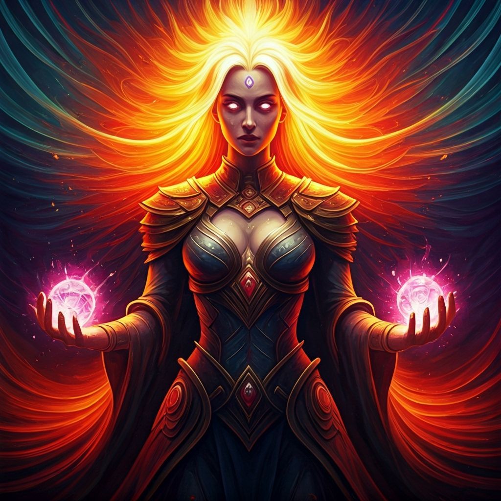 Epic Goddess of Heroics in Neo-Impressionist Style