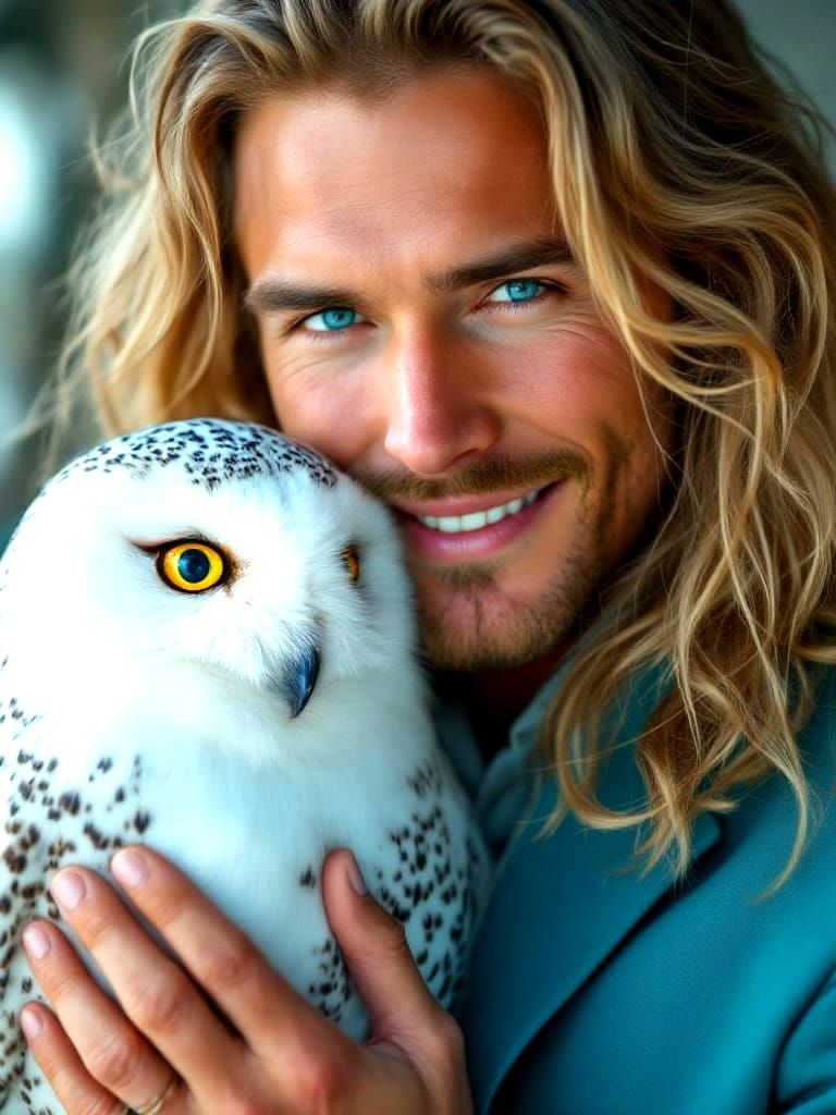 Aqua Blue God Man in Extreme Close Up