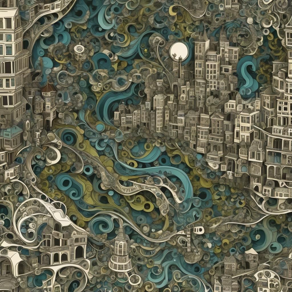 Abstract Vector Fractal with 3D Shading