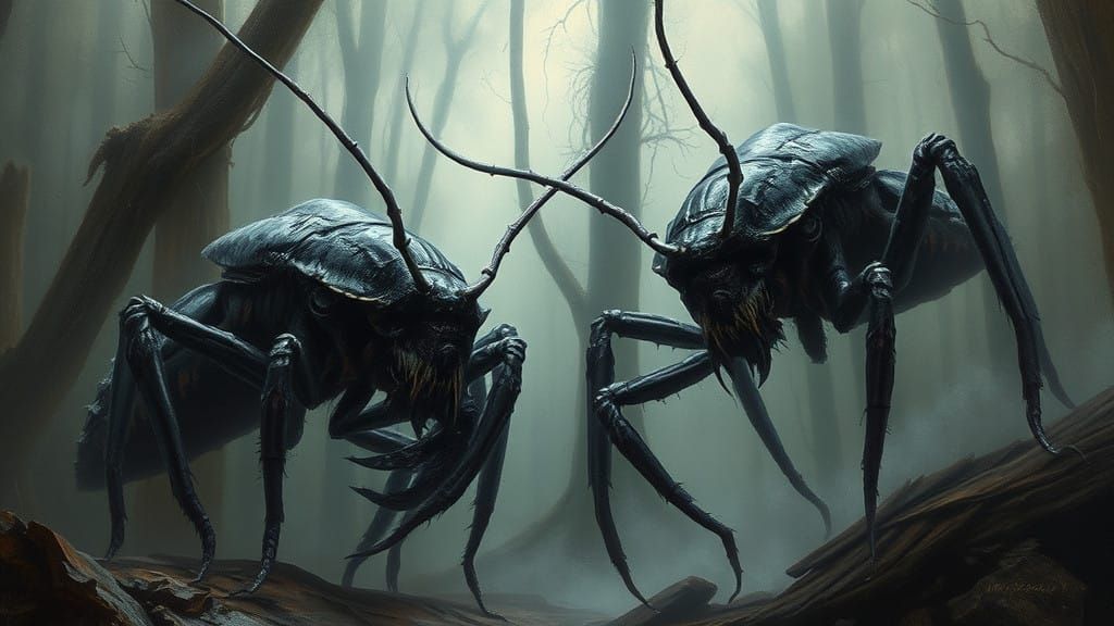 Dark Fantasy Cockroach Scavengers in a Haunted Forest Oil Pa...