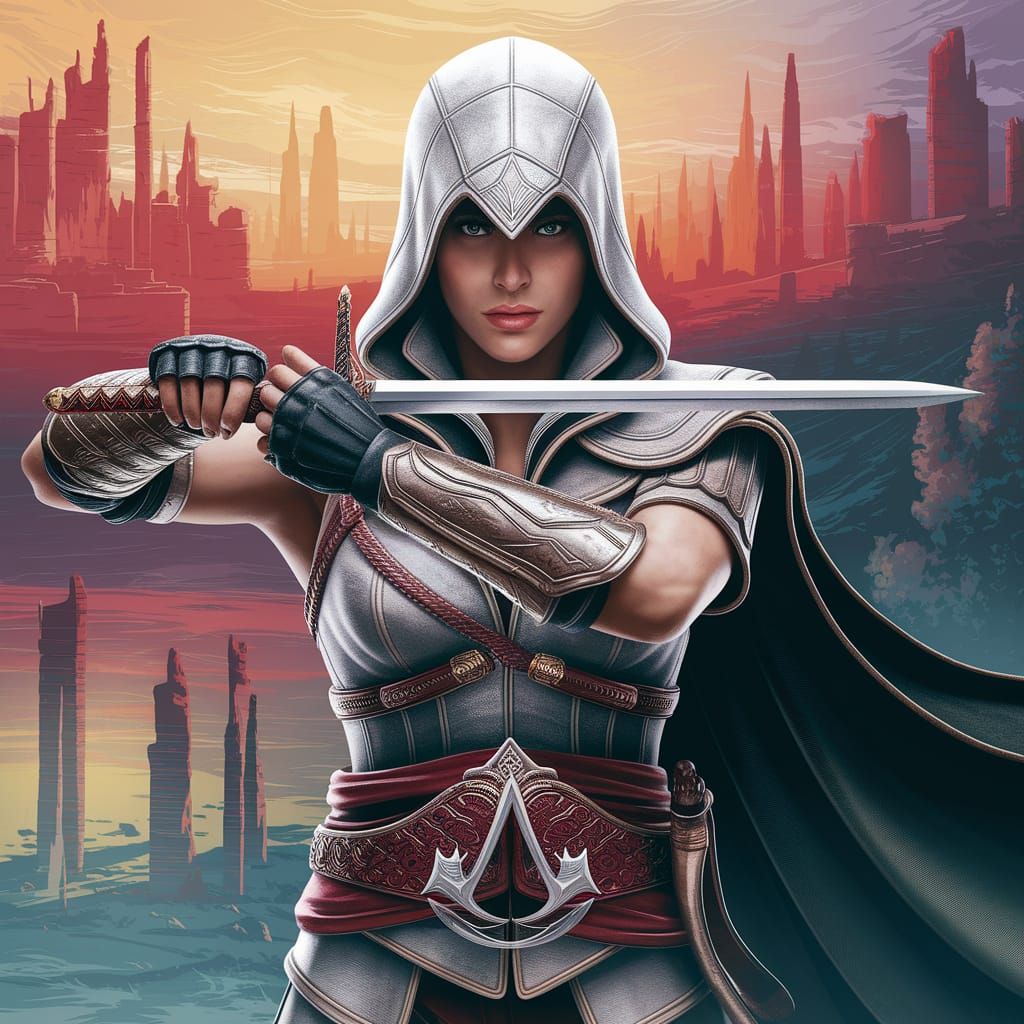 Assassin's Creed: Woman-Warrior in Digital Painting