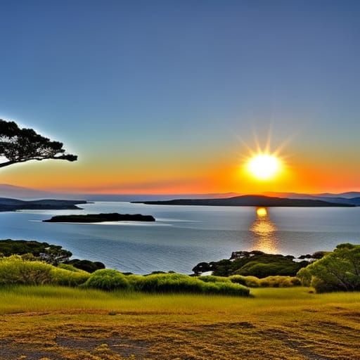 Picturesque Sunset Over Calm Bay