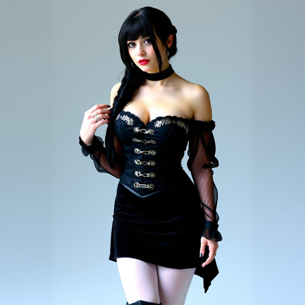 Gothic Woman in Velvet and Lace, Dark Elegance