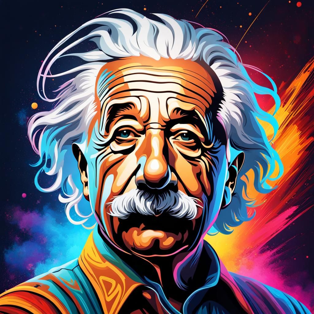 Albert Einstein Portrait in Hyperrealistic Style