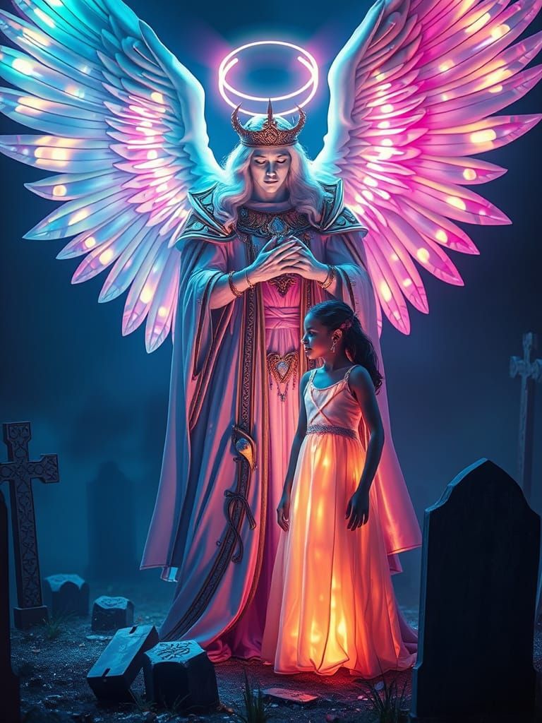 Archangel Resurrects Girl in Psychedelic Graveyard