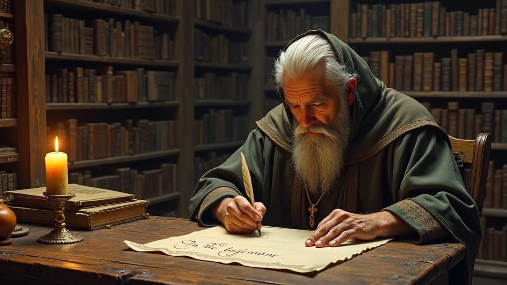 A Monk Favors Calligraphy to Duplicate Older Writings