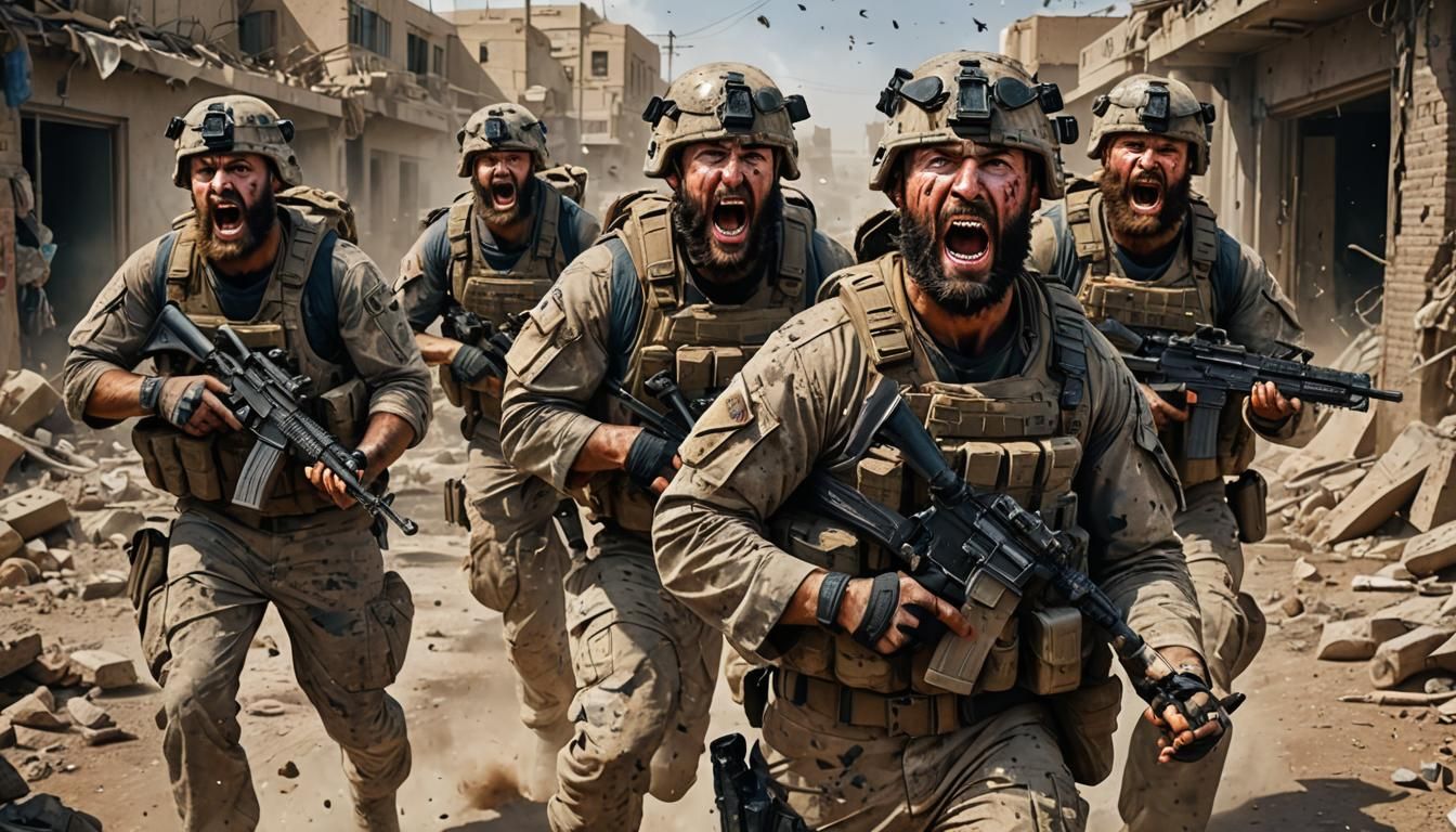 Marines in Combat: Hyperrealistic Concept Art