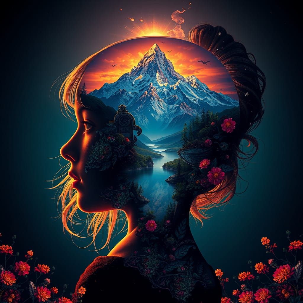 Mountain Lake Girl: Fantasy Portrait in Digital Art