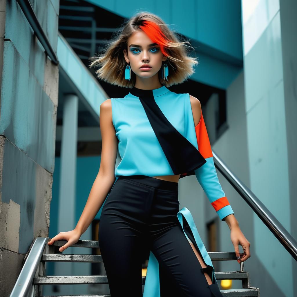 Contemporary Fashion Model in Modern Cityscape