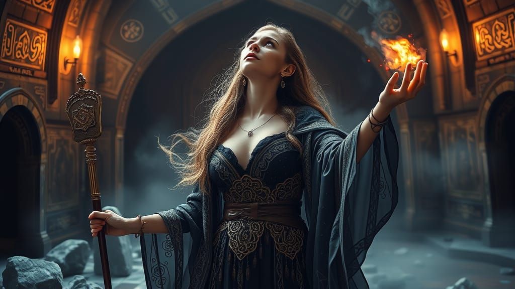 Ethereal Fantasy Mage, Radiant in Ancient Splendor