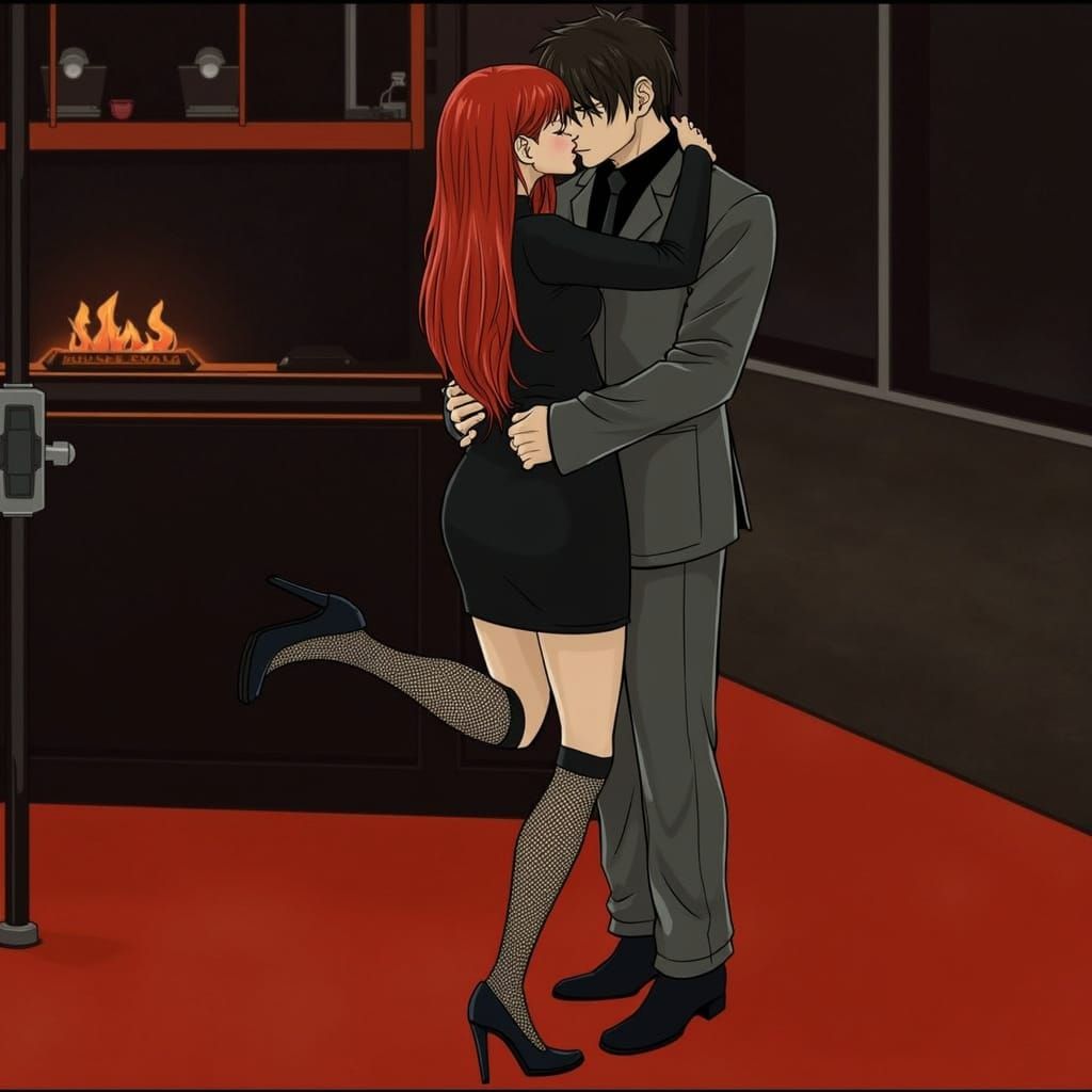 Romantic Kiss Between Sorceress and Demon King