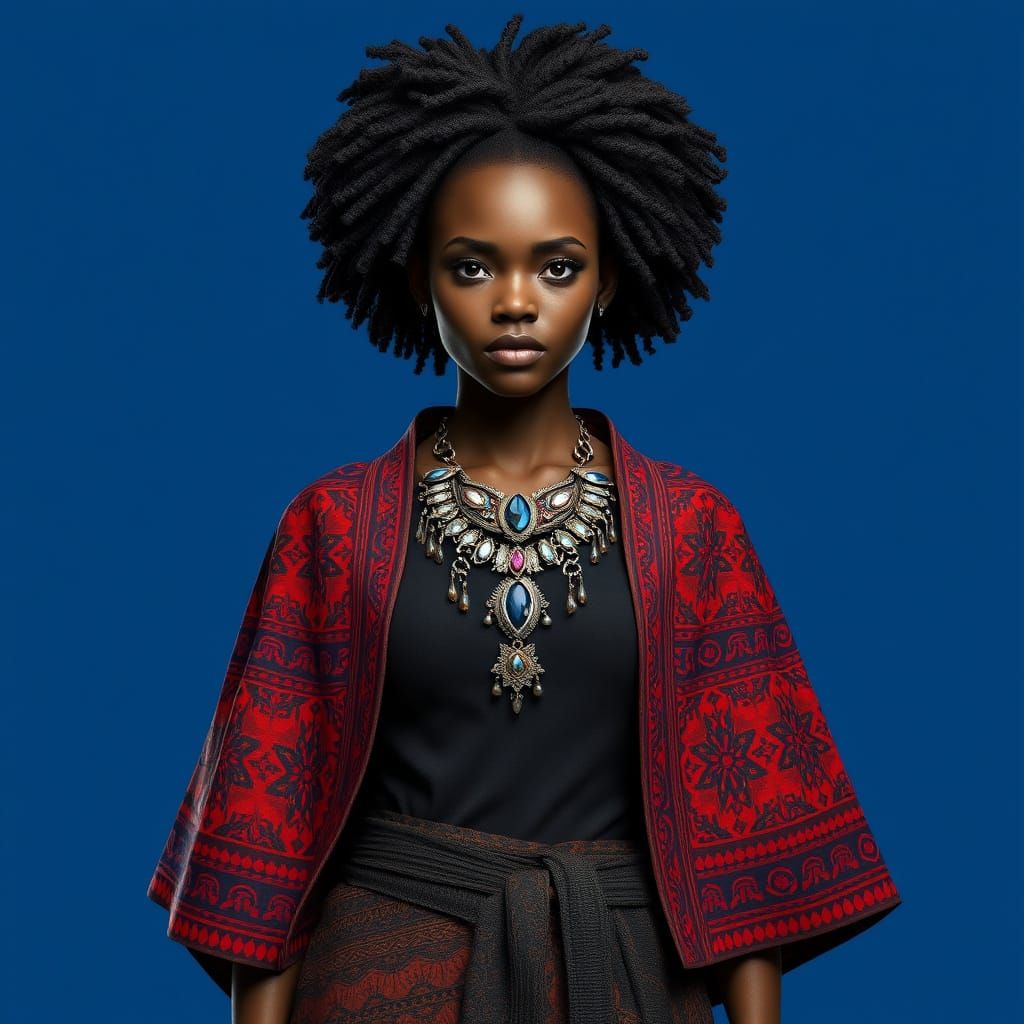 Confident Fantasy Warrior in Vibrant Cape and Regal Attire