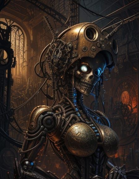 Surreal Biomechanical Horror in Golden Light