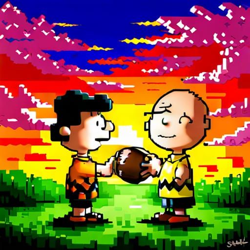 Pixel Art: Charlie Brown and Lucy's Football Game
