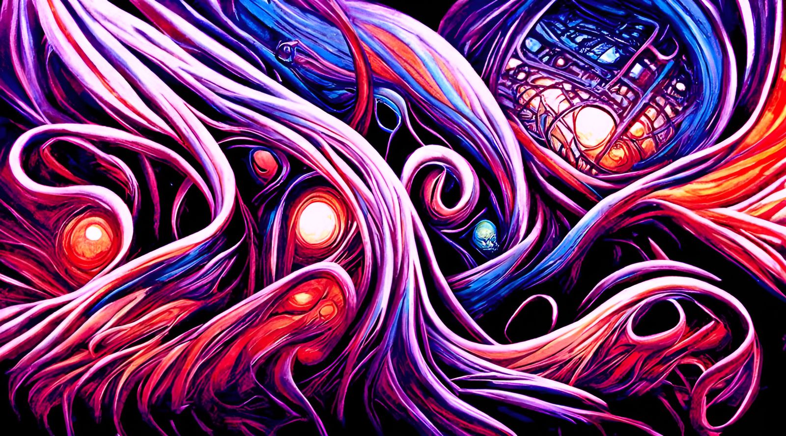 Colorful Abstract Art with Intertwined Patterns