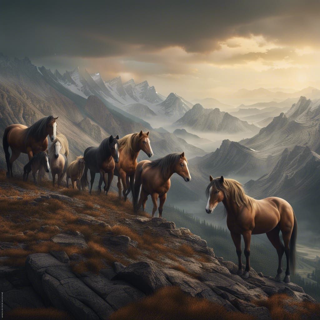 Wild Horses on Mountain: Digital Matte Painting