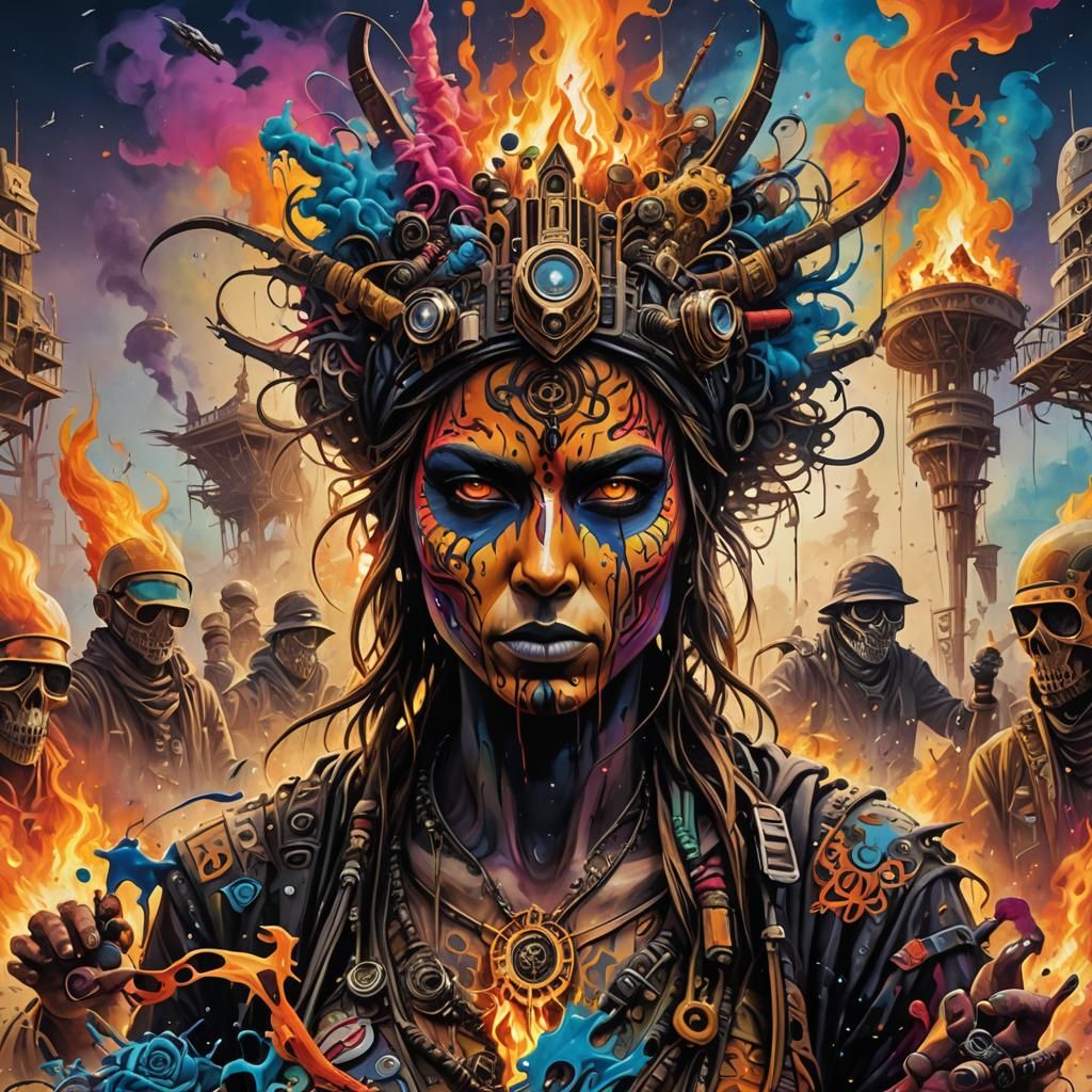 Burning Man Graffiti Art in Splash Style