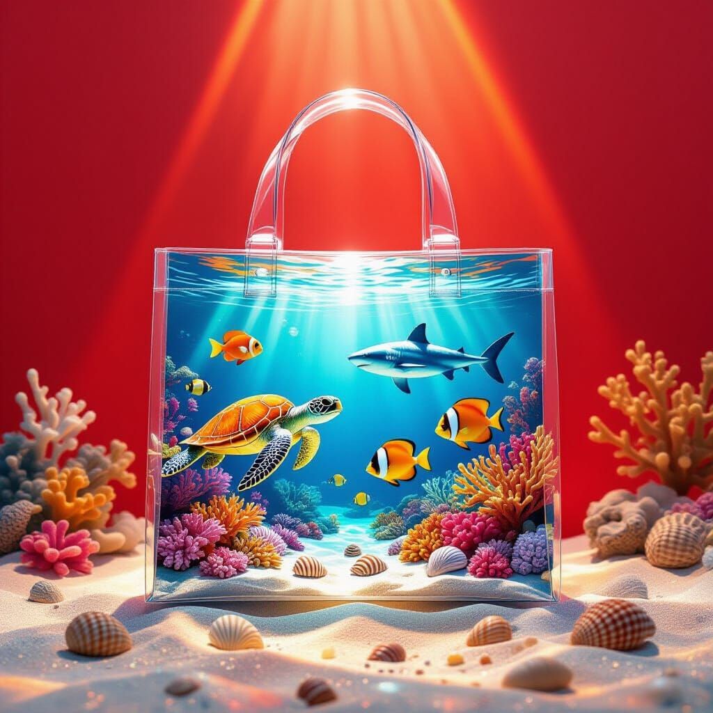Ocean Scene in Glossy Tote Bag