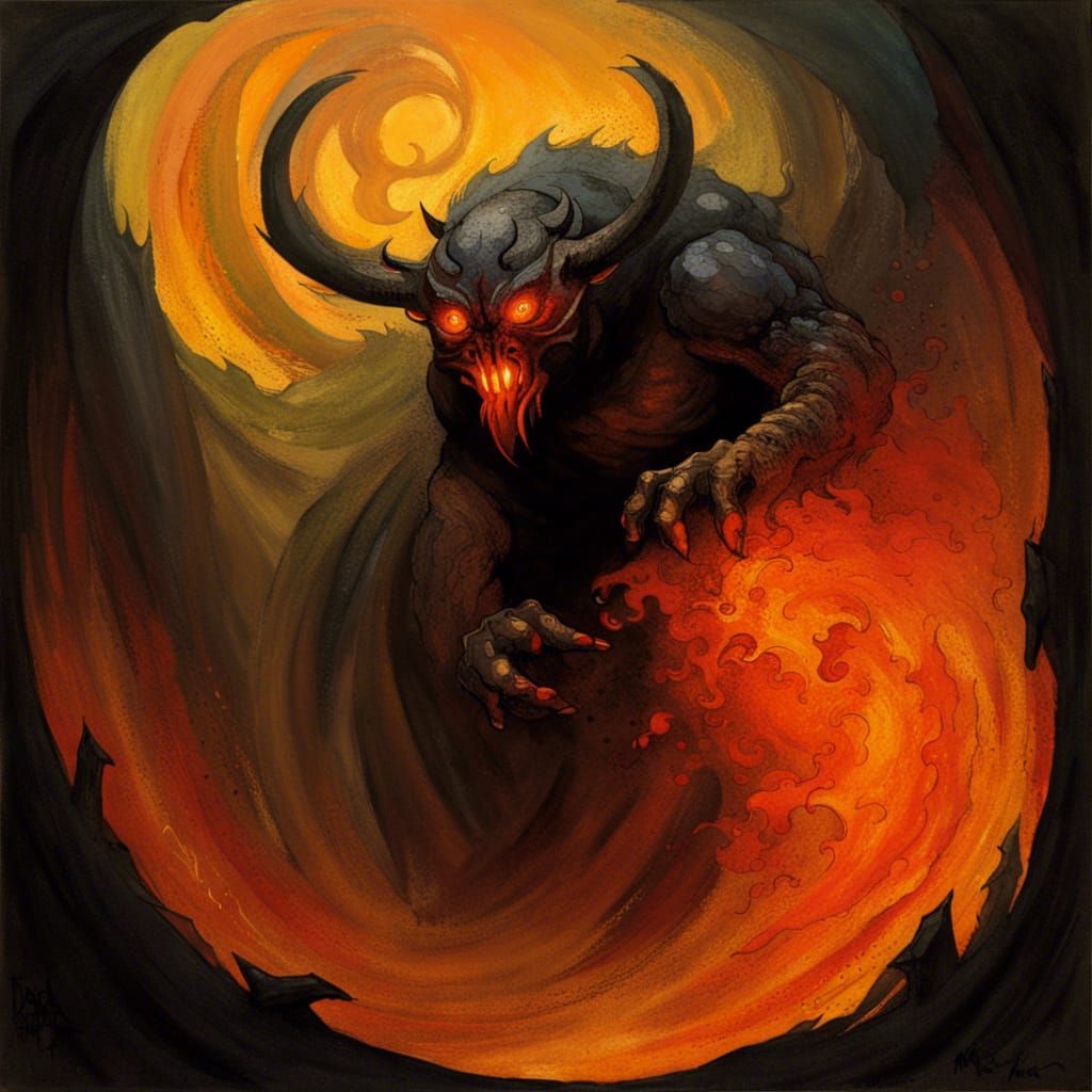 Balrog in Flames, Art Nouveau Style