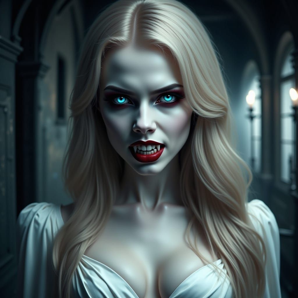 Vampire Woman Portrait in Urban Fantasy Style