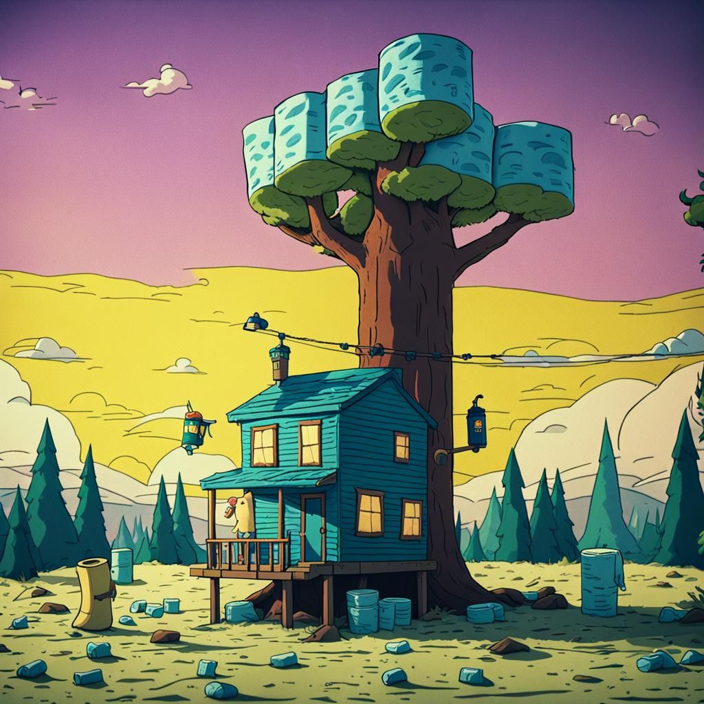 Cinematic Toilet Paper Roll Treehouse